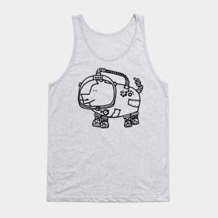 Astronaut Space Pilot Sci Fi Pig Line Drawing Tank Top